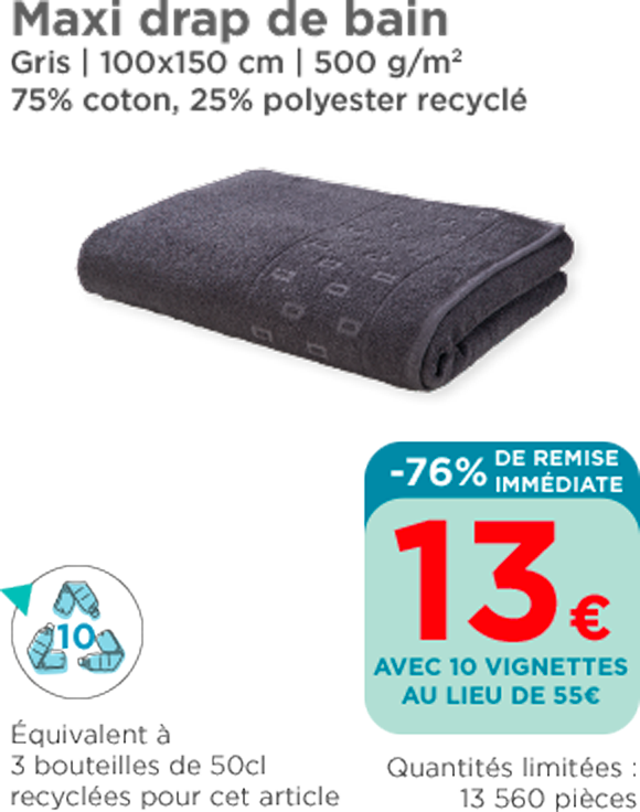 Maxi drap de bain gris