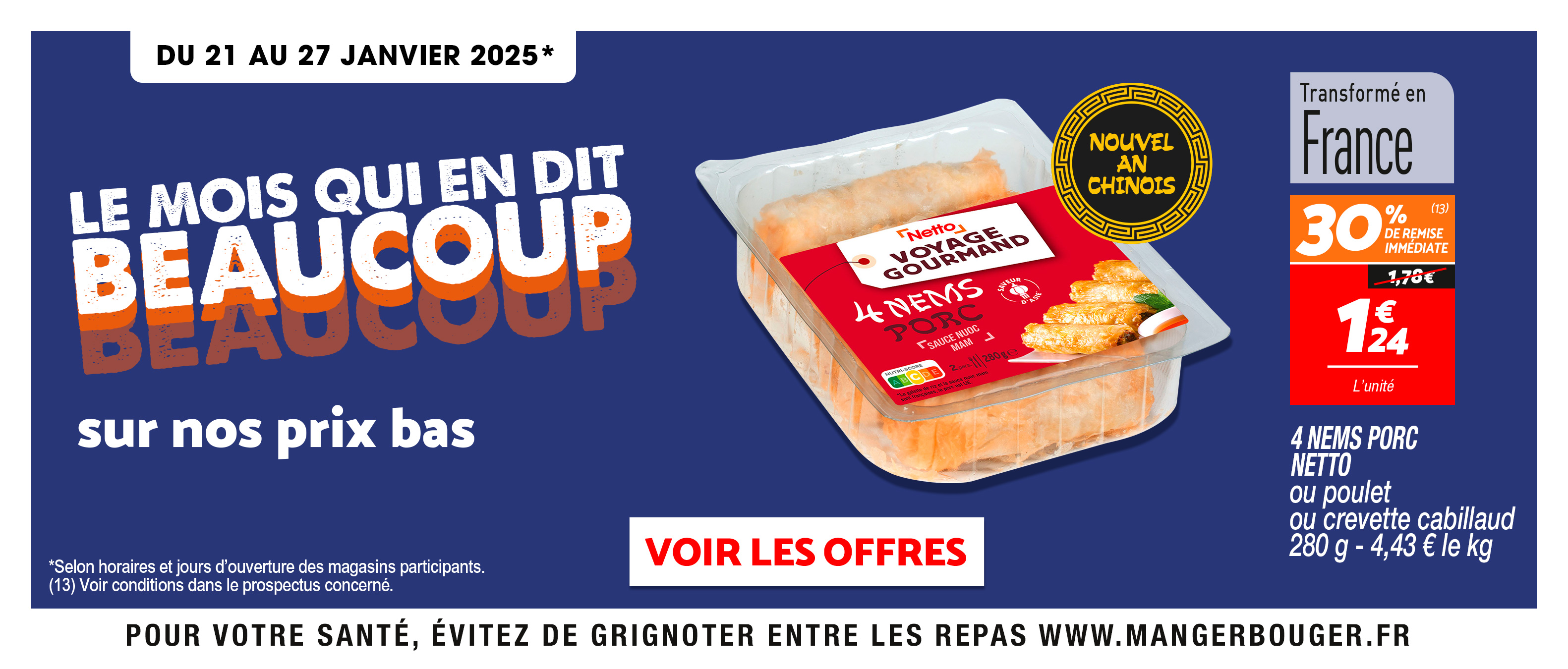 le mois qui en dit beaucoup offre nems chez Netto