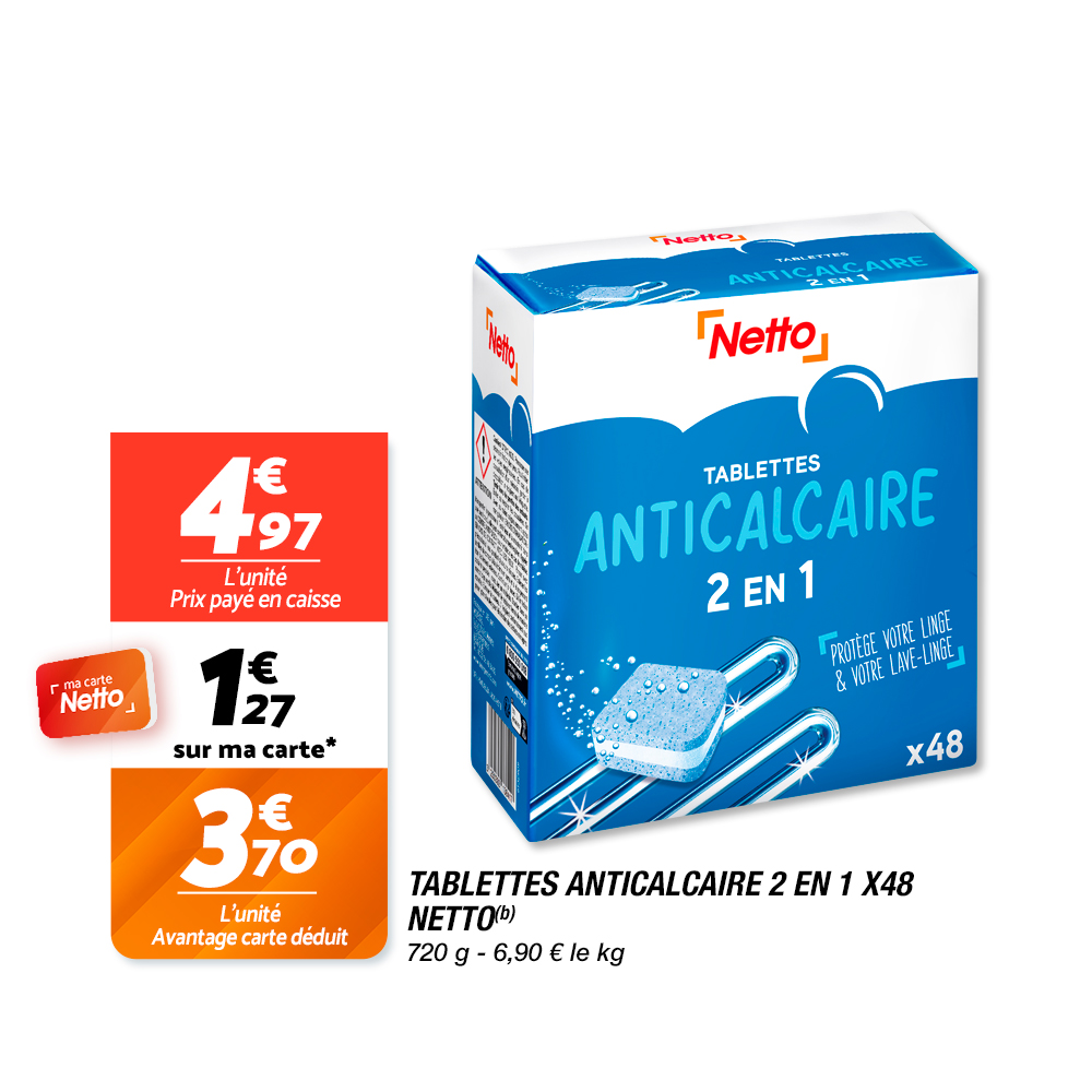 tablettes anti calcaire chez Netto