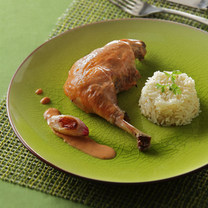 Poulet au vinaigre et riz pilaf